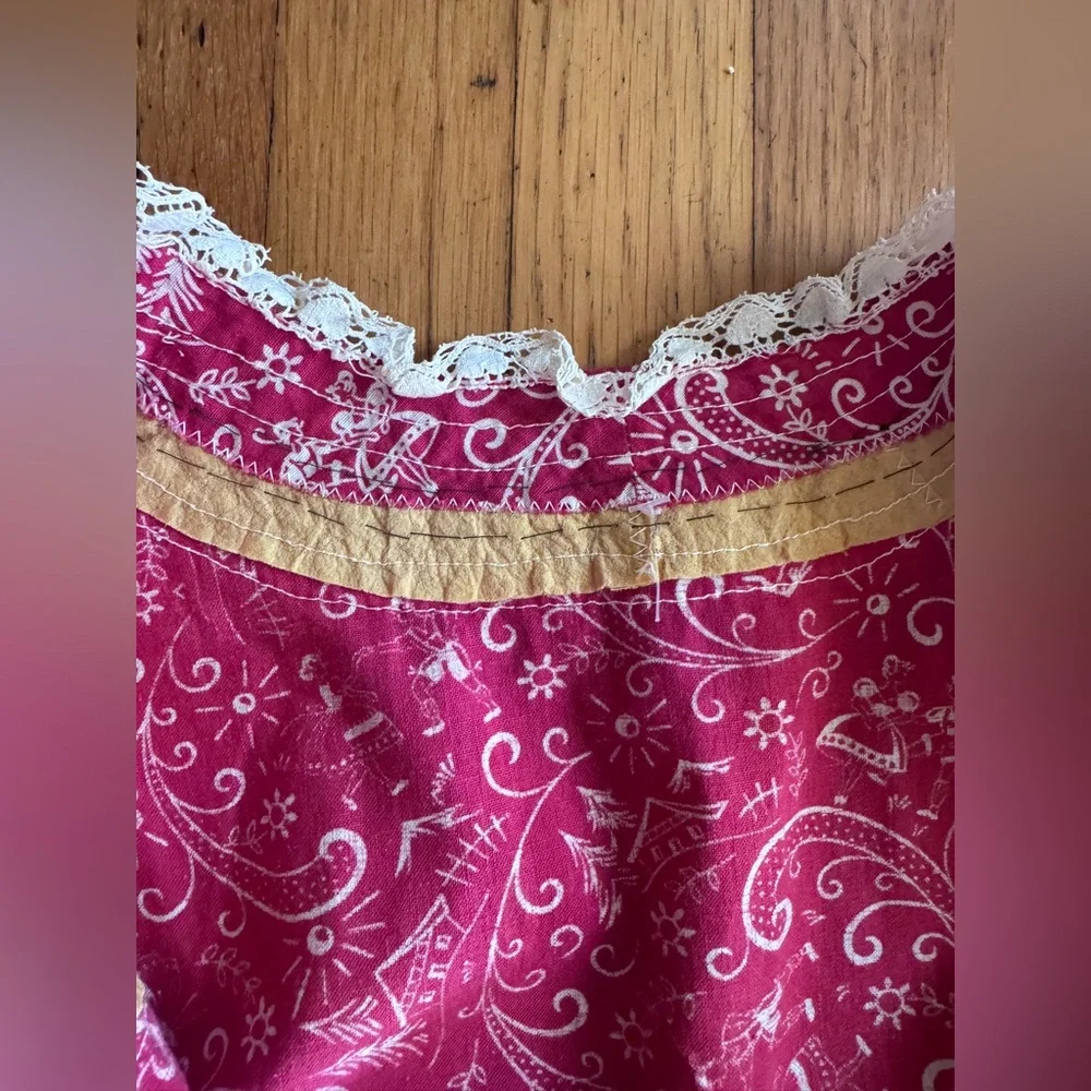 40s Inspired Red Novelty Print Paisley Dress Sz SM - Picture 11 of 12